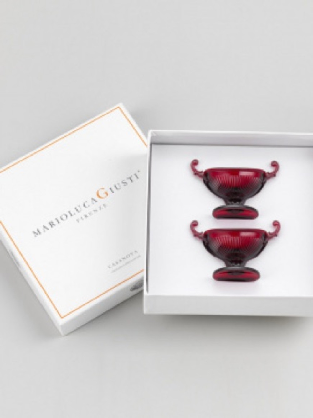 Mario Luca Giusti Limited edition Deep Ruby Red Salt/pepper Cellars, set